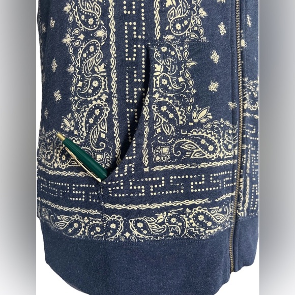 Sonoma Women's Life+Style Boho Zip-Up Hoodie Blue Paisley Size Large - Picture 6 of 9